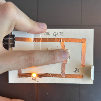 OR gate model, either input ON = output ON