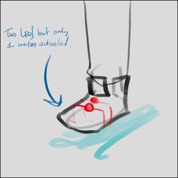 Boots that have two lights, one on and one water activated