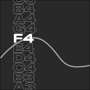 A mockup of one idea I had, with a waveform in the background and note labels from low-frequency to high-frequency that would light up.