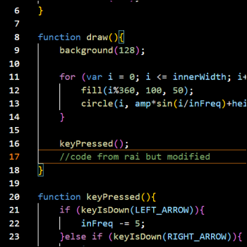 Code for a sine wave, borrowed from a friend