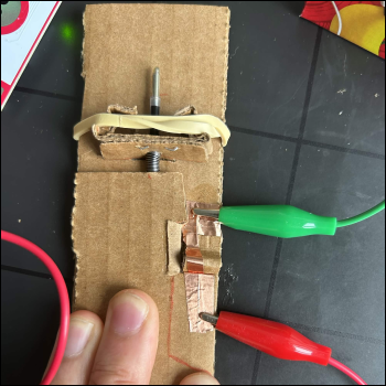 The set up using copper tape, which actually did work